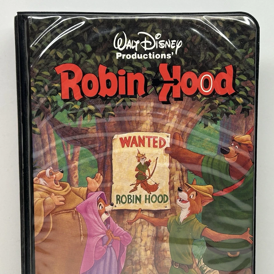 Disney Robin Hood VHS Black Diamond Classic Padded Clamshell Red Signature Rare! - Image 2 of 4