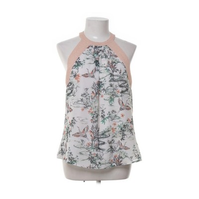 H&M, Neckholder Top, Größe: 38, Beige/Mehrfarbig, Polyester, Blumen, Damen #Jix
