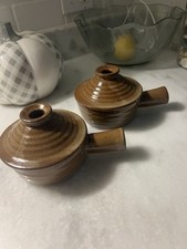 Set of 2 Stoneware Personal Soup Crocks/Micro...