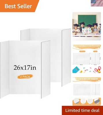 2 Pack Small Trifold Poster Board 26'' x 17'', White Corrugated Project Boards ...