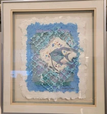 Mixed Media Original signed Martina J White Multimedia Art Framed 18 X 20