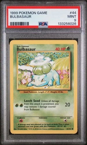 1999 POKEMON BASE SET UNLIMITED #44 BULBASAUR PSA 9