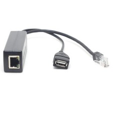 Active PoE Splitter 48V to 5V 2.4A USB Type A Female 802.3af Power Over Ethernet