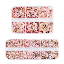 Pink Nail Glitter Sequins Decals Moon Star Heart Paillettes Resin Mold Filler