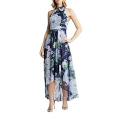 Eliza J Women's Maxi Dress Size Size 8 Blue Sparkly Floral Chiffon High Low Hem