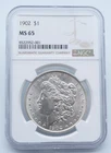 1902 Morgan Silver Dollar NGC MS 65 -  T122