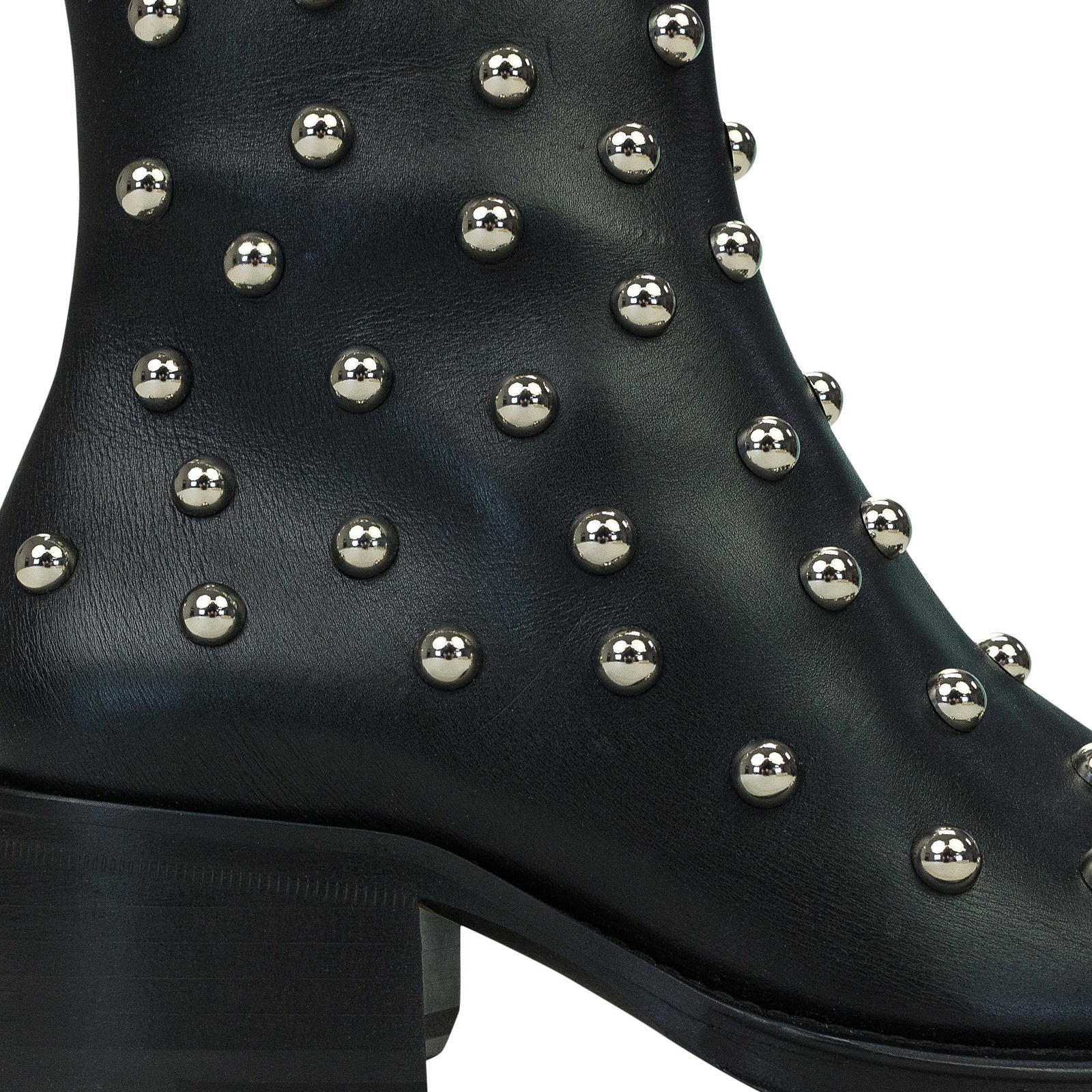 NIB LANVIN BLACK/SILVER ZIPPEES AVEC CLOUS ANKLE BOOTS SIZE 39 $1990