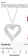 Diamond Heart Pendant 18" Necklace 1/2 ct. t.w. in 10k White Gold