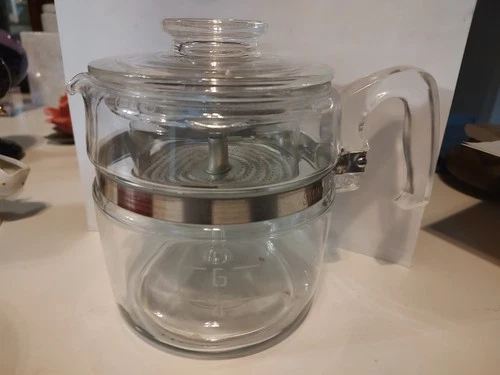 PYREX Flameware Vintage GLASS Coffee Pot 6 Cup PERCULATOR Model 7756 COMPLETE