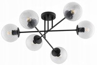 Deckenleuchte Esszimmer 6-Flammig Glas Metall E27 L:70 Cm Deckenlampe Wohnzimmer