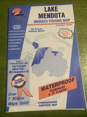 FHS Lake Mendota Wisconsin Area Detailed Lake Map Fishing Hot Spots Deluxe