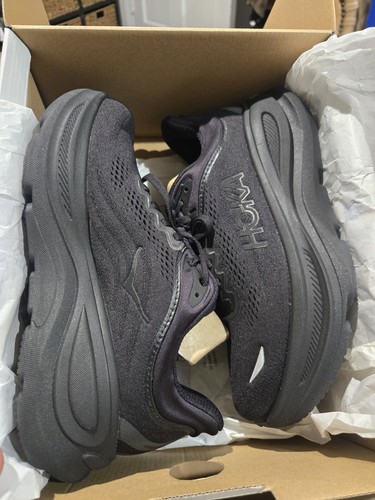 Hoka Bondi 9 Women's Size 7 (WIDE) Running Shoes 1162014 BBLC Triple Black