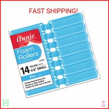 Annie Foam Hair Rollers Small 5/8 Inch, 14 Count Blue Soft Sponge Curlers for He