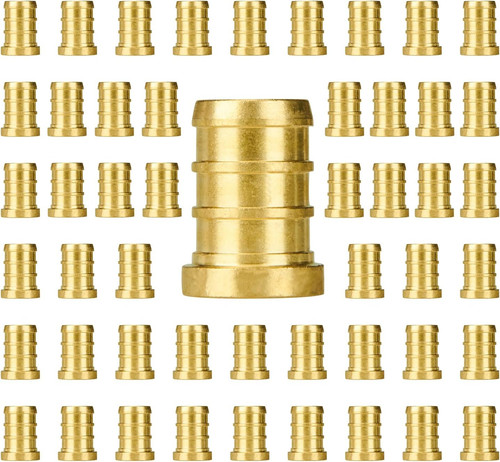 (25-Pack) 1/2 Inch Tee PEX Brass Crimp Fitting, Pex Tubing Fitting No