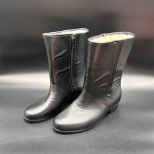 Vintage Black Boots Waterproof Sherpa Lined USA Size 6 Extra Wide Retro Winter