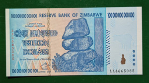 Zimbabwe 100 Trillion dollars AA 2008 original P 91 UNC Uncirculated New FDS