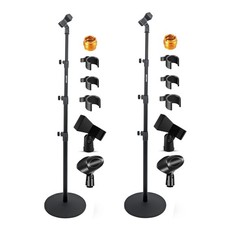 5Core Mic Stand Floor 2Pc Adjustable 67" Heavy Duty Microphone Stands Round Base