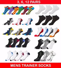 Trainer Socks Mens Cotton Ankle Liner Invisible Low Cut Sports 6 Pairs Size 6-11