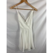 ASOS DESIGN cami wrap mini dress with lace-up back in white size 8