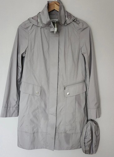 COLE HAAN SIGNATURE GRAY PACKABLE RAIN COAT JACKET WOMEN SIZE XS