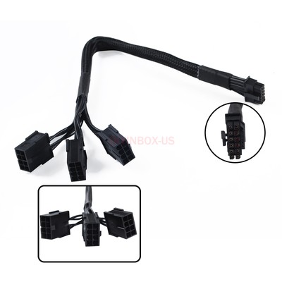 3x8pin PCI-e to 16Pin(12+4) 12VHPWR Sleeved Cable For GPU 3090 RTX4090 RTX4080