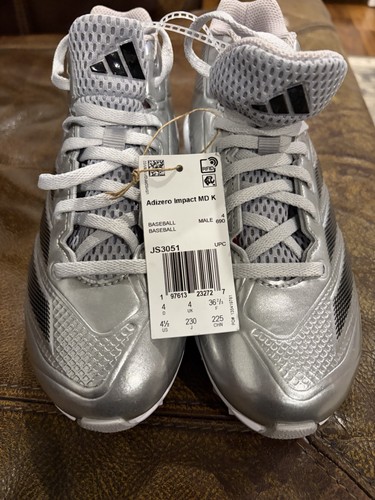 Adidas Adizero Impact Molded Silver Speed Pack Baseball Cleats Size 4.5 Youth - Picture 1 of 6
