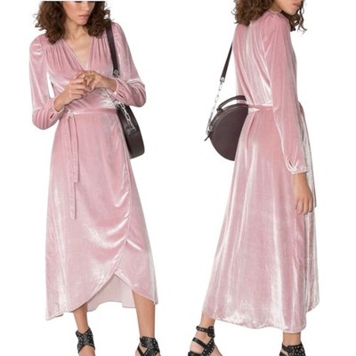 Los Angeles Atelier Other Stories Velvet Wrap Midi Dress Sz 6 Coquette Romantic