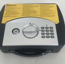 SentrySafe P008E Caja fuerte de seguridad electrónica portátil, cerradura con llave, bloqueo con cable