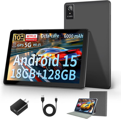 Tablet 10 Inch, 2025 Android 15 Tablets, 18GB+128GB, 1TB Expand, Widevine L1 Com