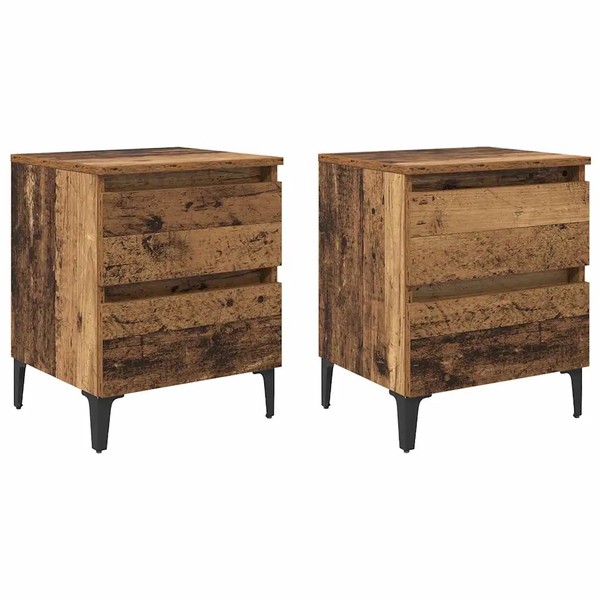 Altholz Nachttisch 2Er Set 40X35X50 Cm Massivholz-image