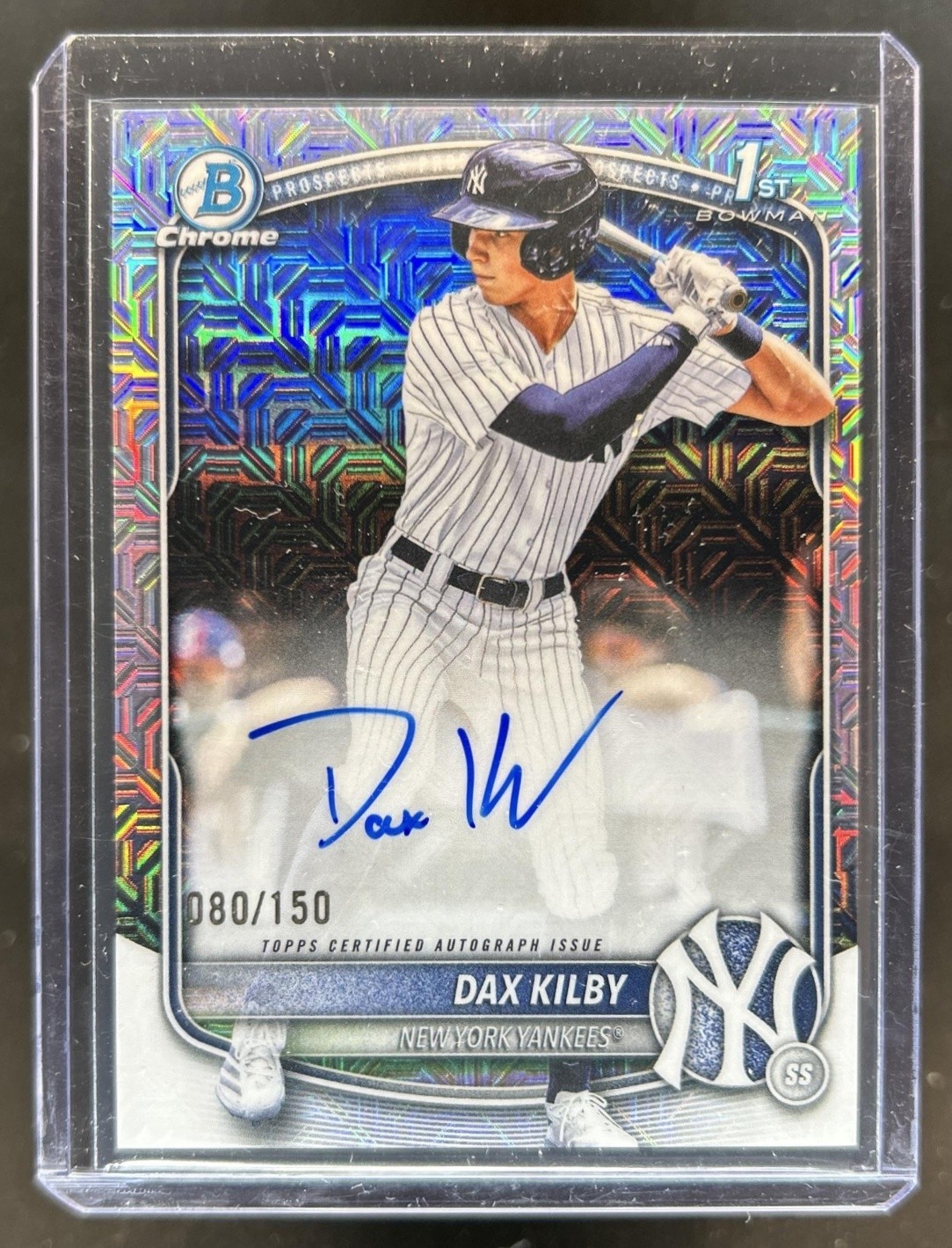 2025 Bowman Draft Dax Kilby Chrome Auto HTA Choice Refractor 1st #/150 Yankees