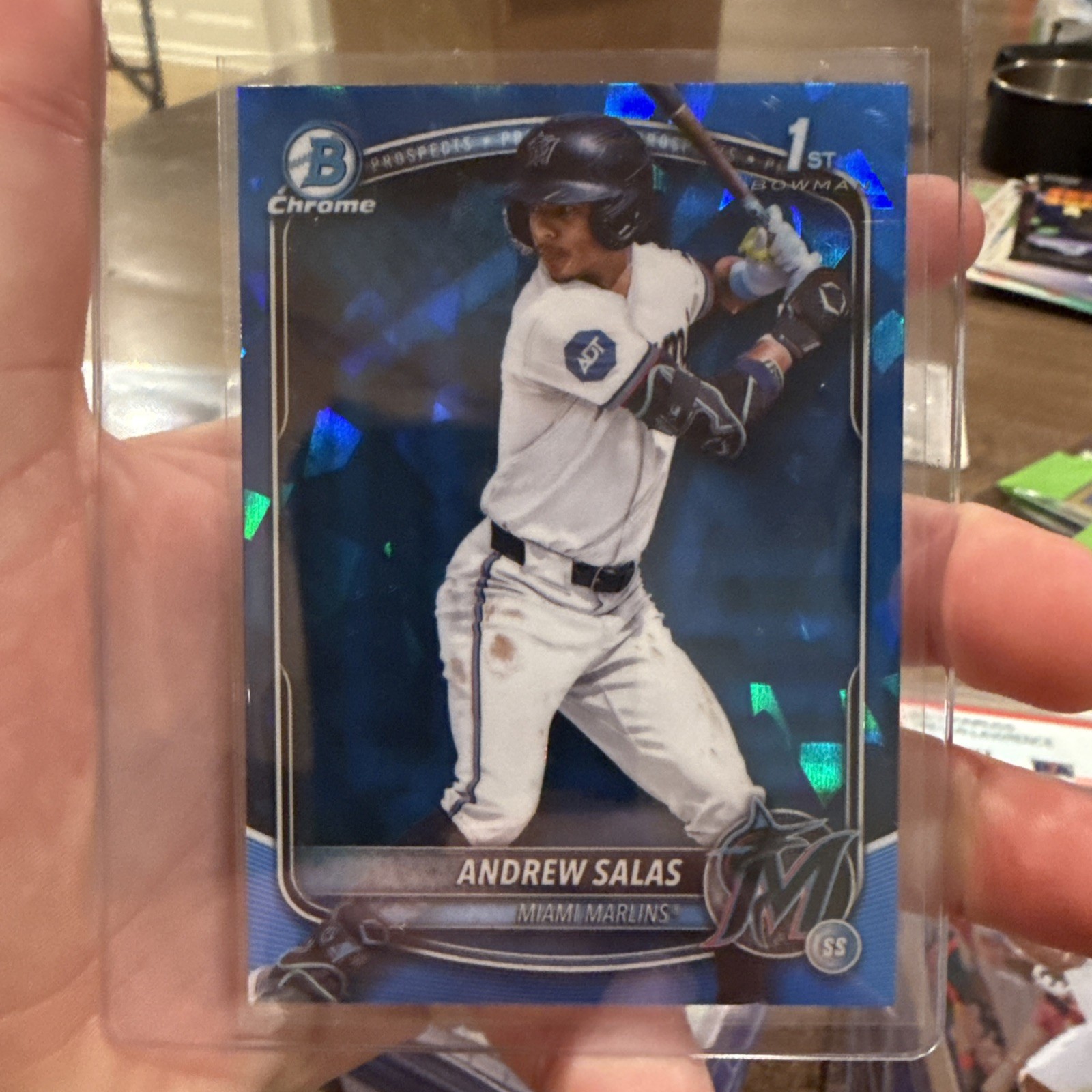 ANDREW SALAS 2025 BOWMAN CHROME 1ST SAPPHIRE REFRACTOR MARLINS C Q4076