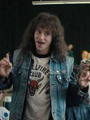 Handmade Stranger Things Eddie Munson Hellfire Club Vest & Black Leather Jacket