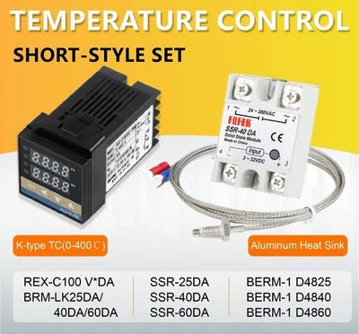 Temperature Controller REX-C100 PID Kit K Type Sensor SSR Furnace Heating System