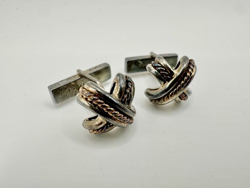 Gemelli Tiffany & Co Paloma Picasso firma x corda oro sterling 925 18 carati 92 - Foto 4 di 9