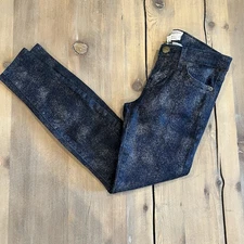 RARE Unique Anthropologie Current Elliott Shimmer Low Rise Skinny Denim Jeans 26