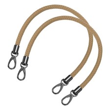 2Pcs 60cm Short Leather PU Braided Purse Replacement Handle - Dark Khaki, Black