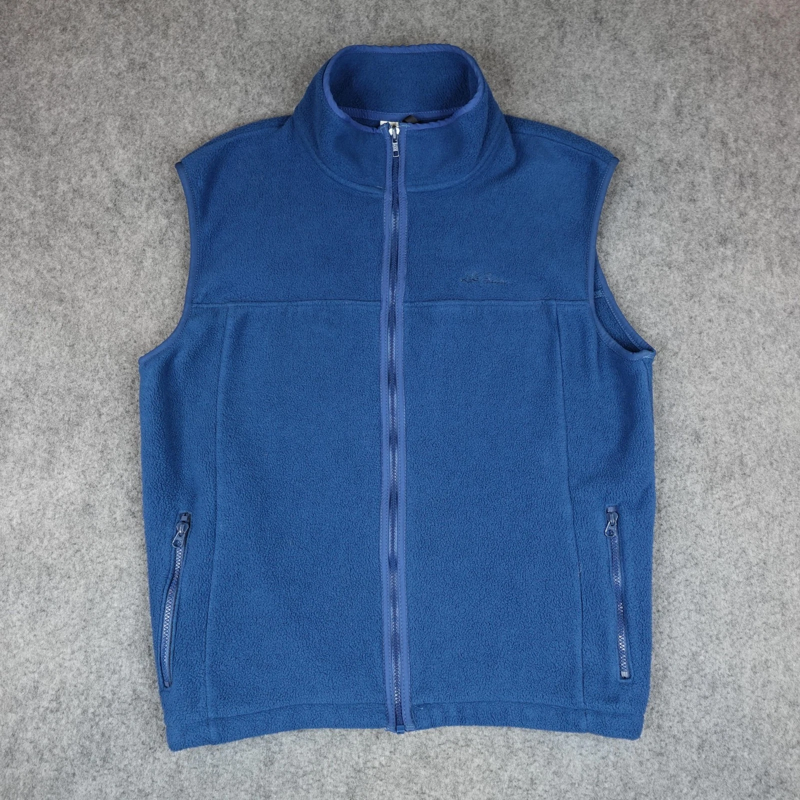 Vintage LL Bean Vest Mens Large Blue Fleece Full Zip Hiking Made in USA 90s