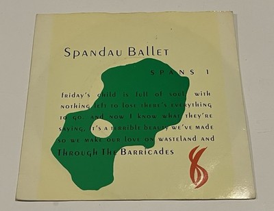 Spandau Ballet - Through The Barricades / Spans1 - 1986  7'' Vinyl Single