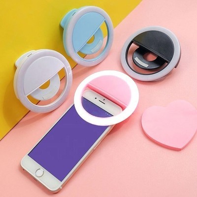 Selfie LED Licht Ring Blitz Clip USB wiederaufladbare Kamera für Handy & Tablets UK