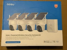 Aosu Security Cameras Outdoor Wireless, 4 Cam-Kit No Subscription Solar-Powered