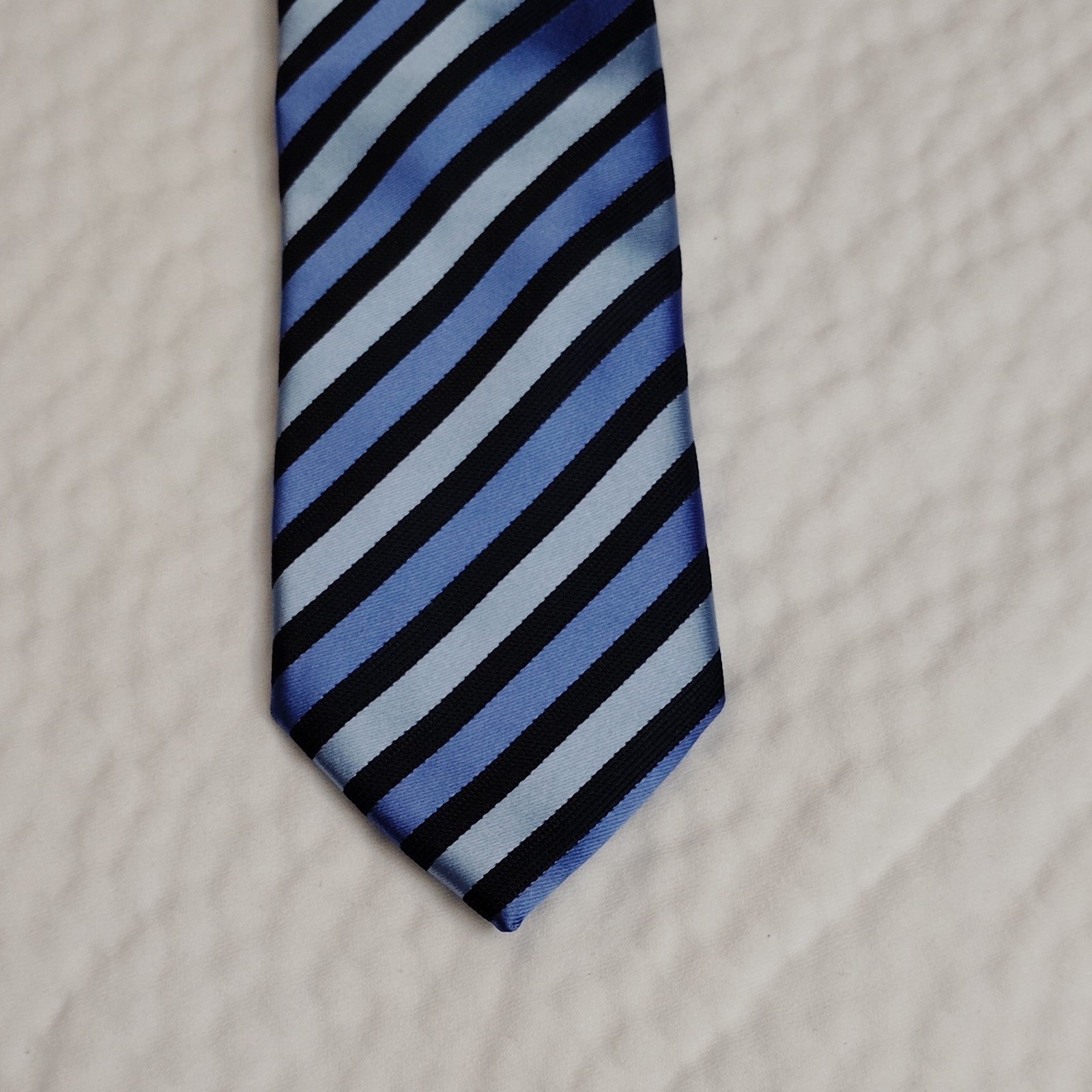 Dockers Men's Blue Black Light Blue Striped Woven Polyester Tie