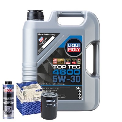 Motoröl 5W30 LIQUI MOLY Top Tec 4600 5L+MAHLE Ölfilter +Spülung