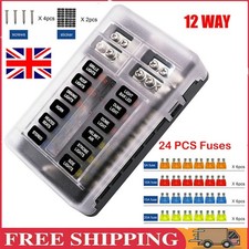 12Way 12V 32V Blade Fuse Box Block & Auto Marine FuseBox Holder Bus Bar Car Kit