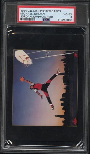 1994 UPPER DECK NIKE POSTER CARDS JORDAN JUMPMAN 1984 MICHAEL JORDAN PSA 4