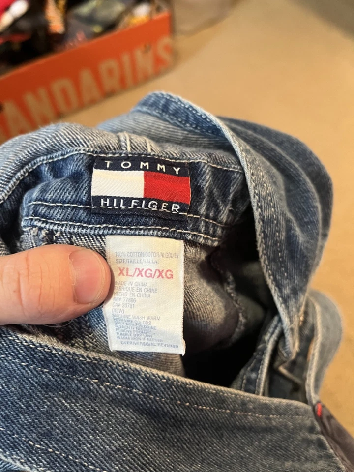 Винтажный короткий джинсовый комбинезон Tommy Hilfiger молодежный размер XL - Изображение 4 из 4