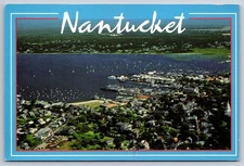 Postcard Air View Looking Into Nantucket Harbor Massachusetts USA