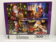 Christmas Traditions 4 500 Piece Puzzle in One Box - Each 18" x 14" CEACO NEW