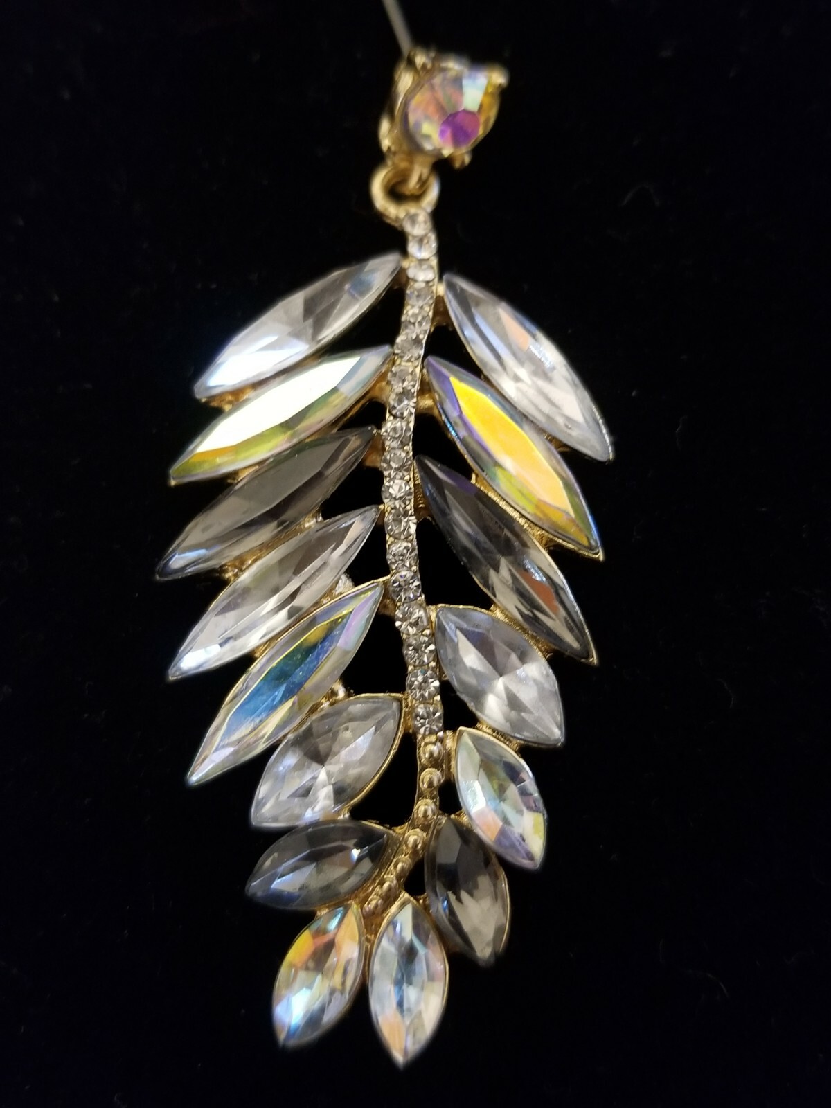 Stunning Crystal Feather Drop Dangle Earrings - image 3