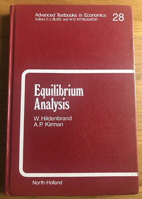 Equilibrium Analysis (1991) Hardback Book W. Hildenbrand & A. P. Kirman
